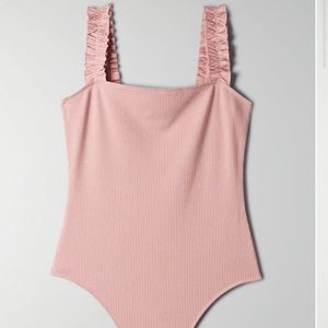 Ruffle, ribbed bodysuit